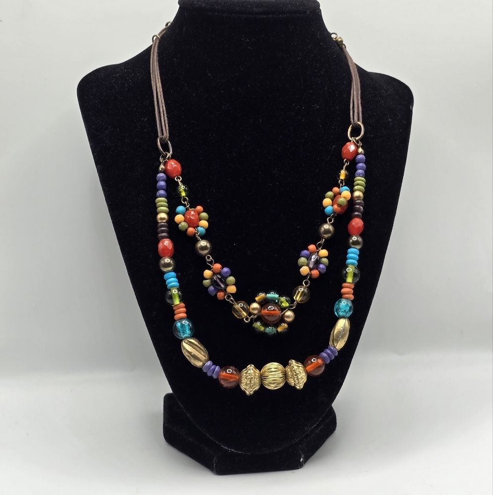 Vintage Studio by Dauplaise Layered Colorful Beaded Necklace - New